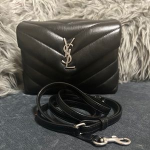 SOLD. Authentic Ysl toy loulou in black with brushed nickle